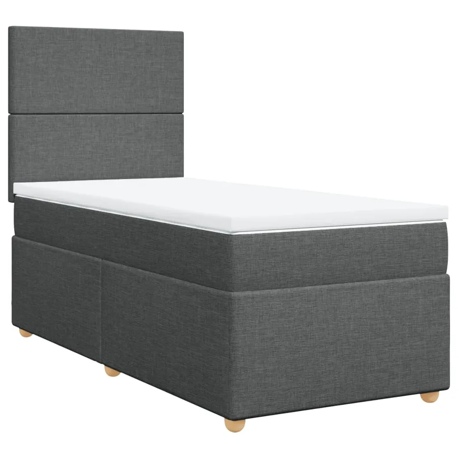 Sommier à lattes de lit avec matelas Gris foncé 80x200 cm Tissu - 3