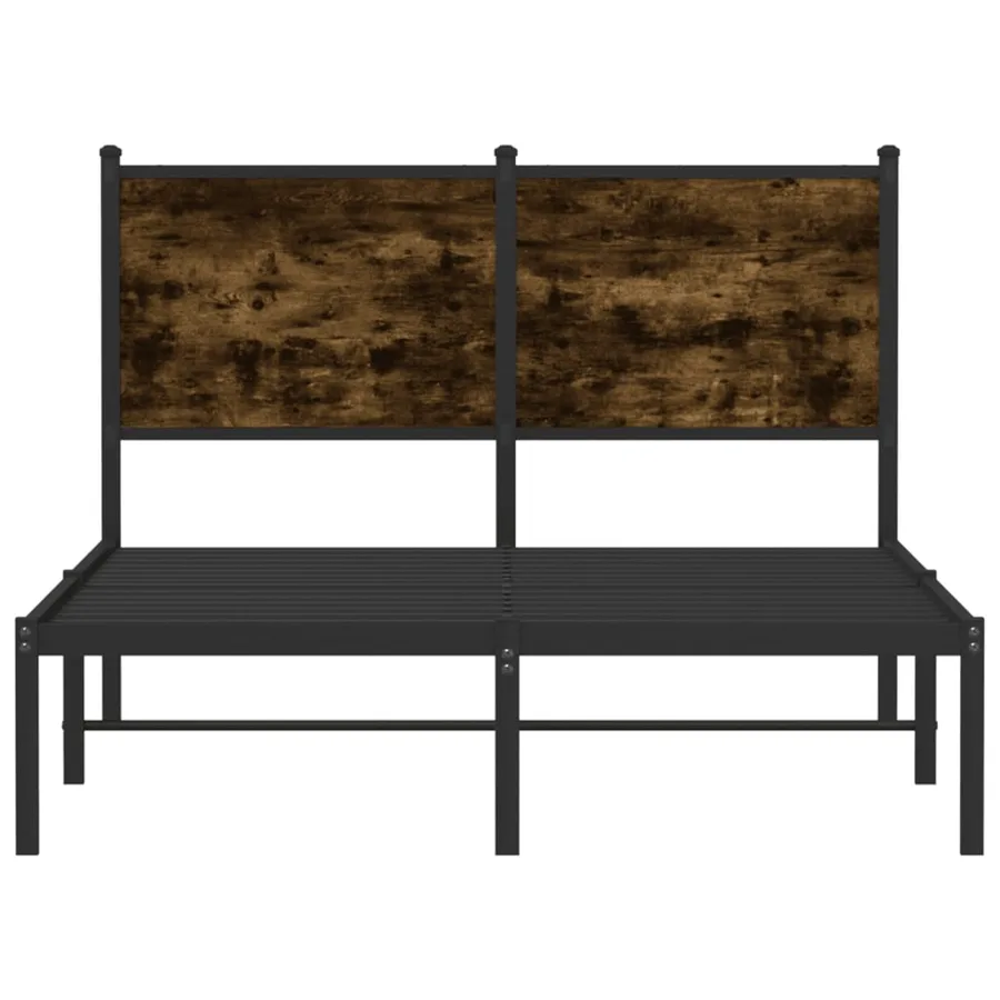Cadre de lit en métal sans matelas chêne fumé 120x190 cm - 5
