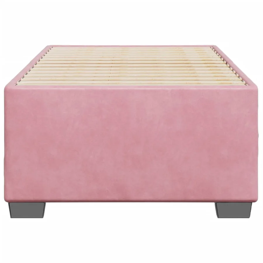 Cadre de lit sans matelas rose 90x200 cm velours - 4