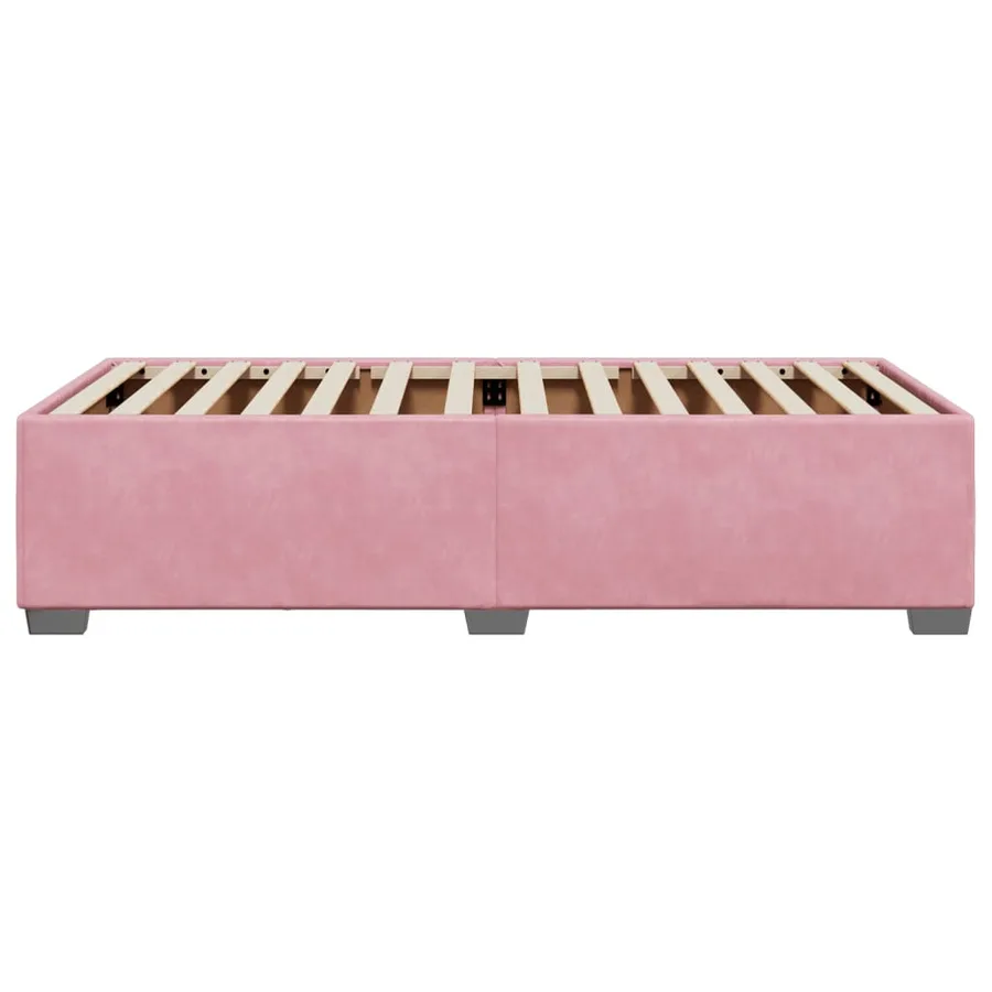 Cadre de lit sans matelas rose 90x200 cm velours - 5