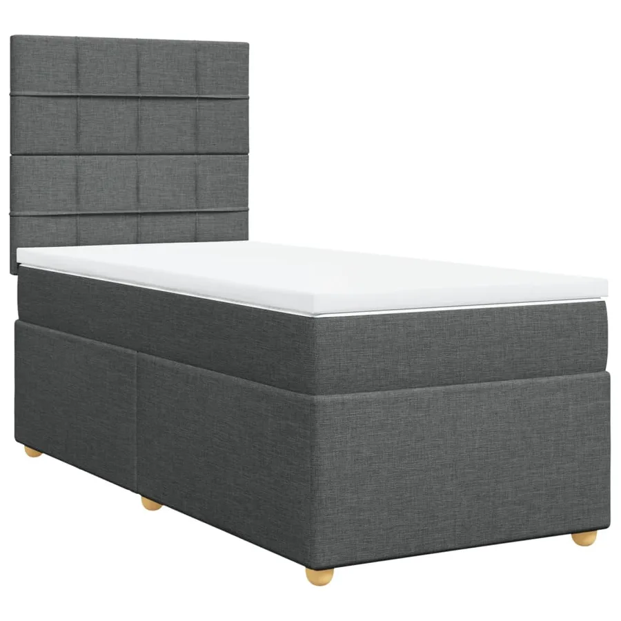 Sommier à lattes de lit avec matelas Gris foncé 80x200 cm Tissu - 3