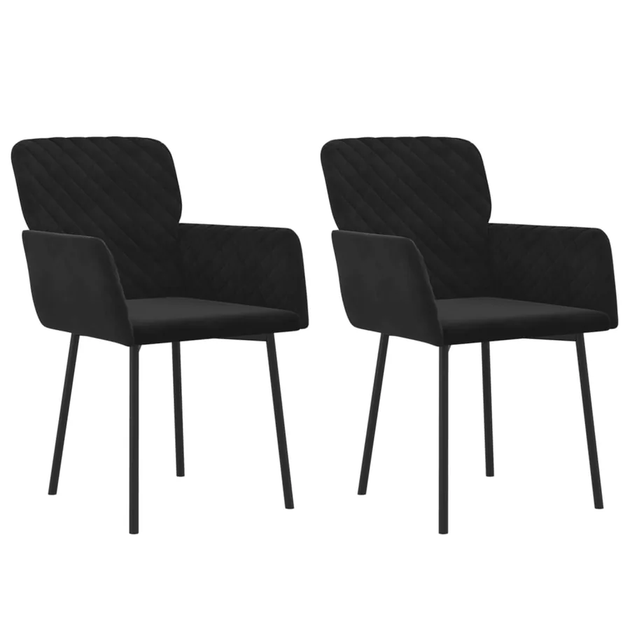 Chaises à manger lot de 2 Noir Velours - 2