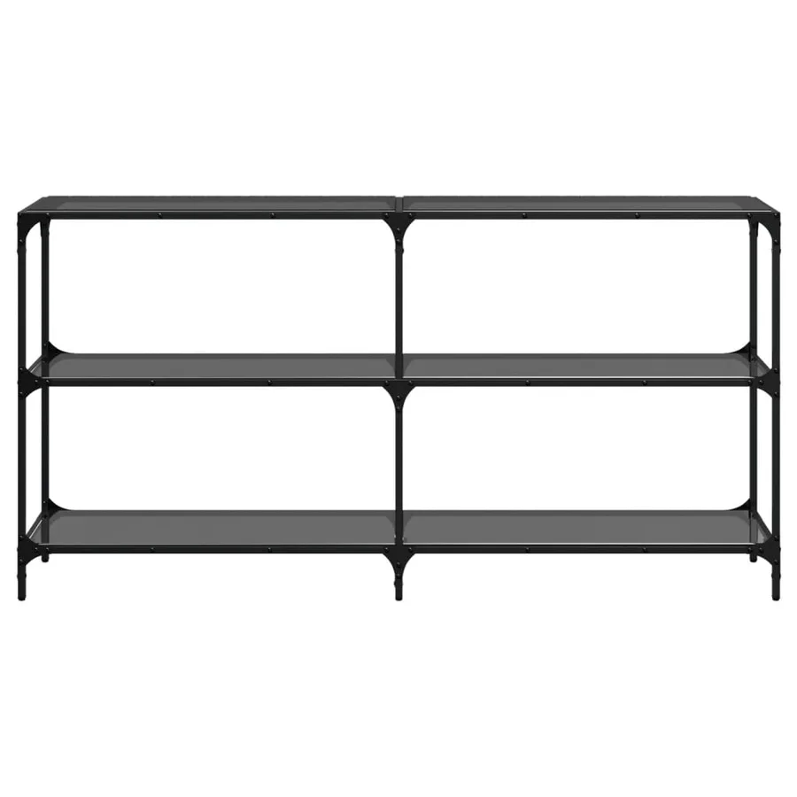 Table console avec dessus en verre noir 158,5x30x81 cm acier - 4
