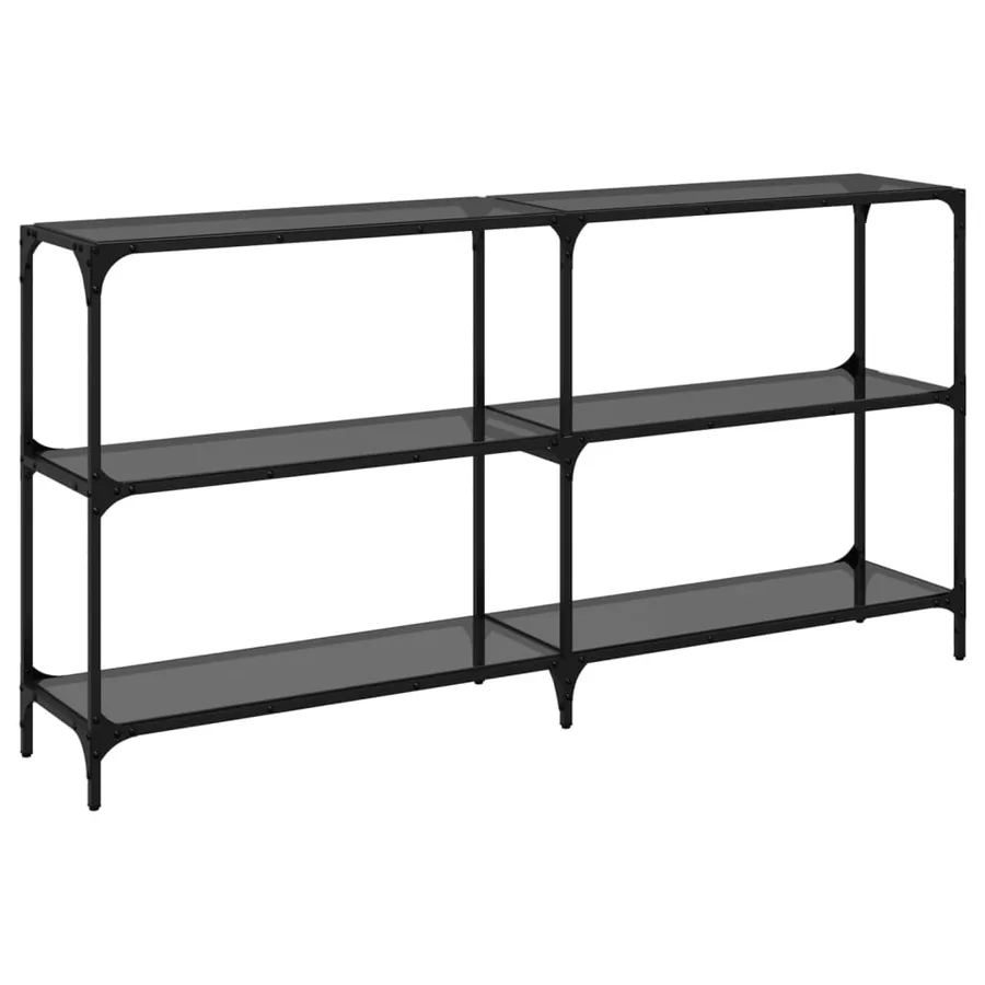 Table console avec dessus en verre noir 158,5x30x81 cm acier - 6