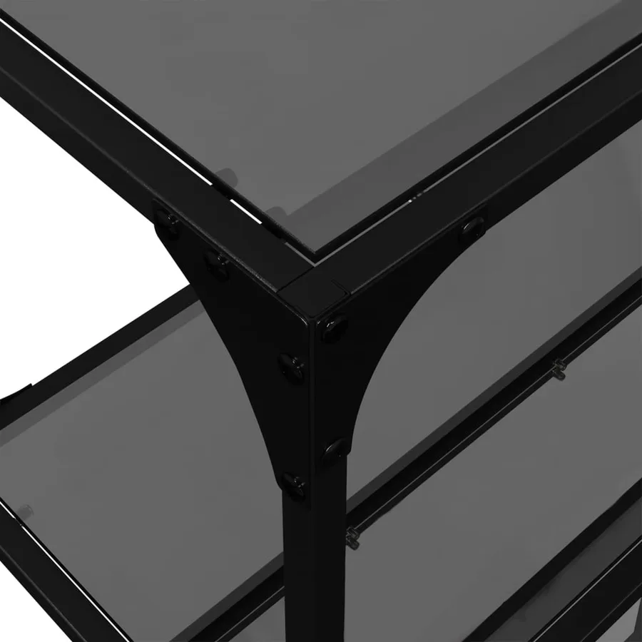 Table console avec dessus en verre noir 158,5x30x81 cm acier - 8