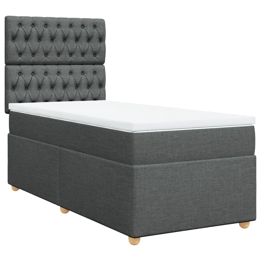 Sommier à lattes de lit avec matelas Gris foncé 80x200 cm Tissu - 3