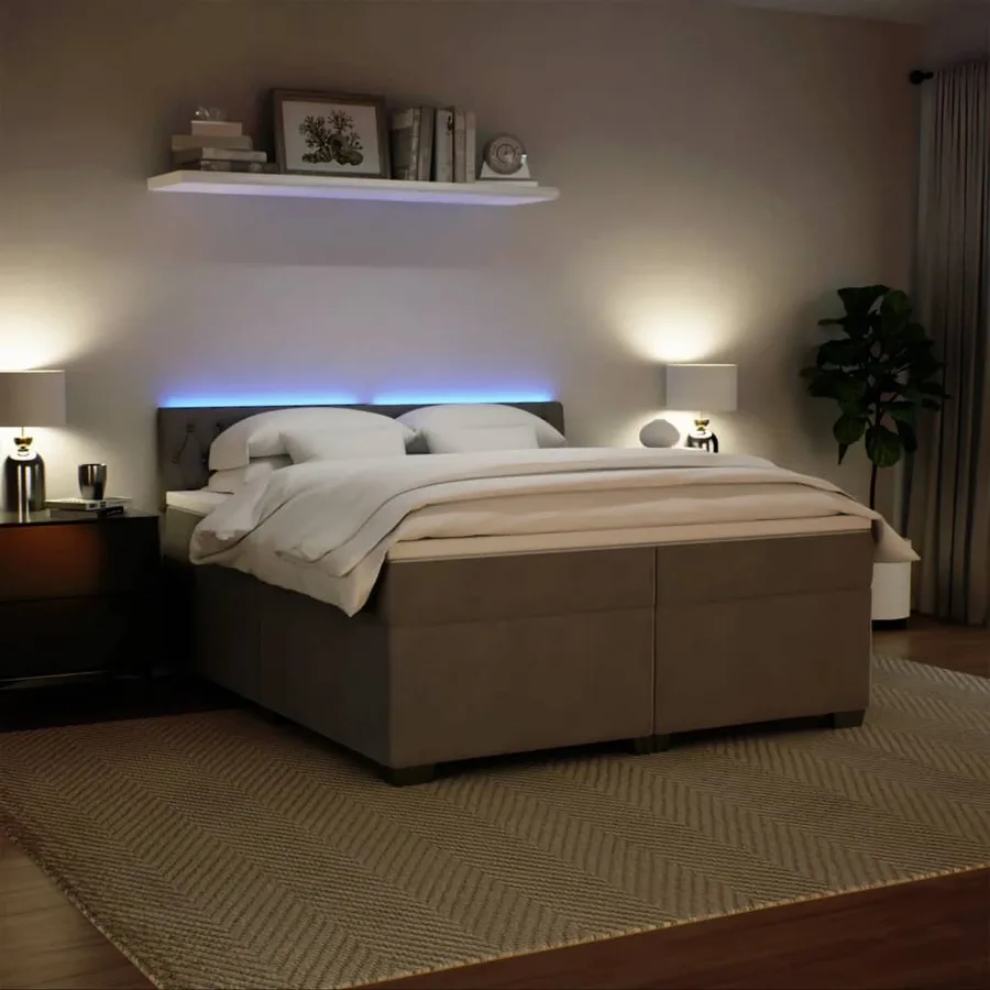 Sommier à lattes de lit et matelas Gris clair 200x200cm Velours - 4