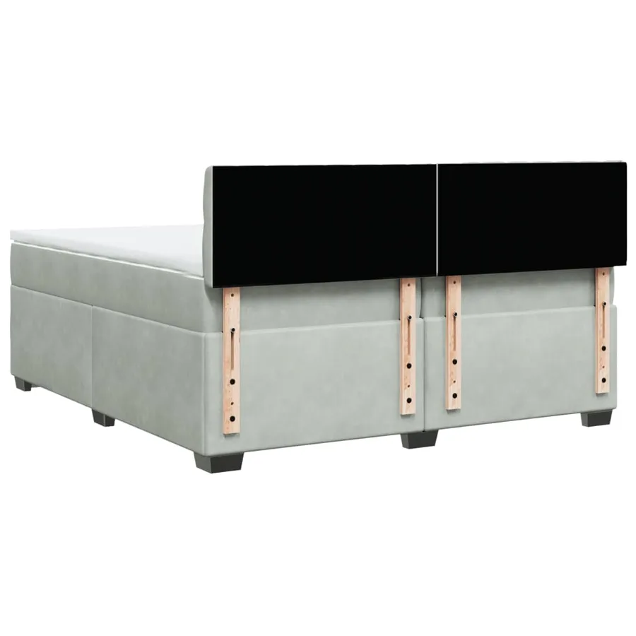 Sommier à lattes de lit et matelas Gris clair 200x200cm Velours - 8