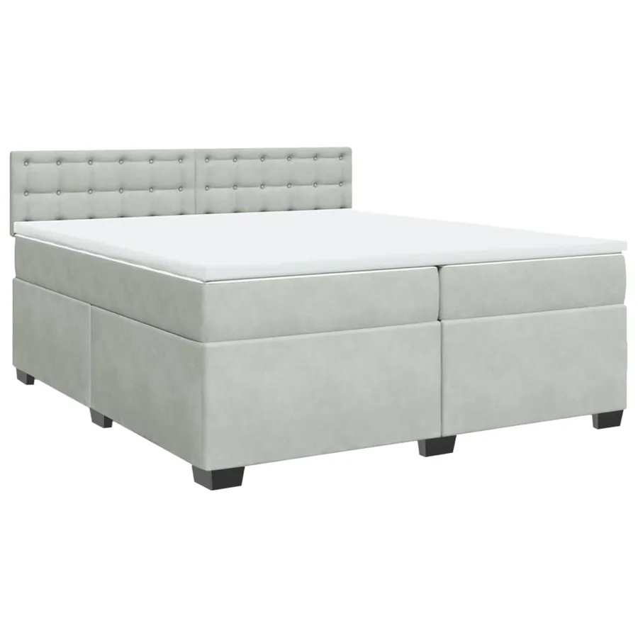 Sommier à lattes de lit et matelas Gris clair 200x200cm Velours - 2