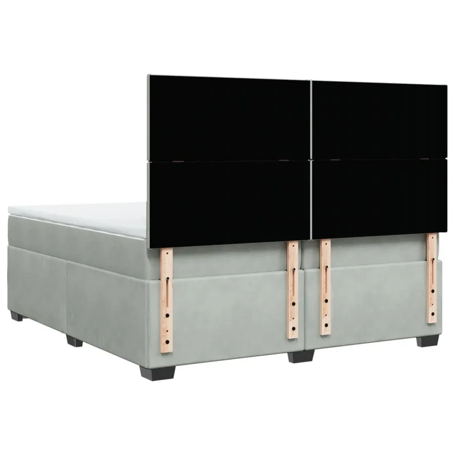 Sommier à lattes de lit et matelas Gris clair 200x200cm Velours - 12