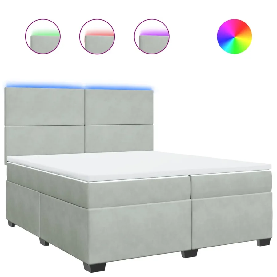 Sommier à lattes de lit et matelas Gris clair 200x200cm Velours - 2