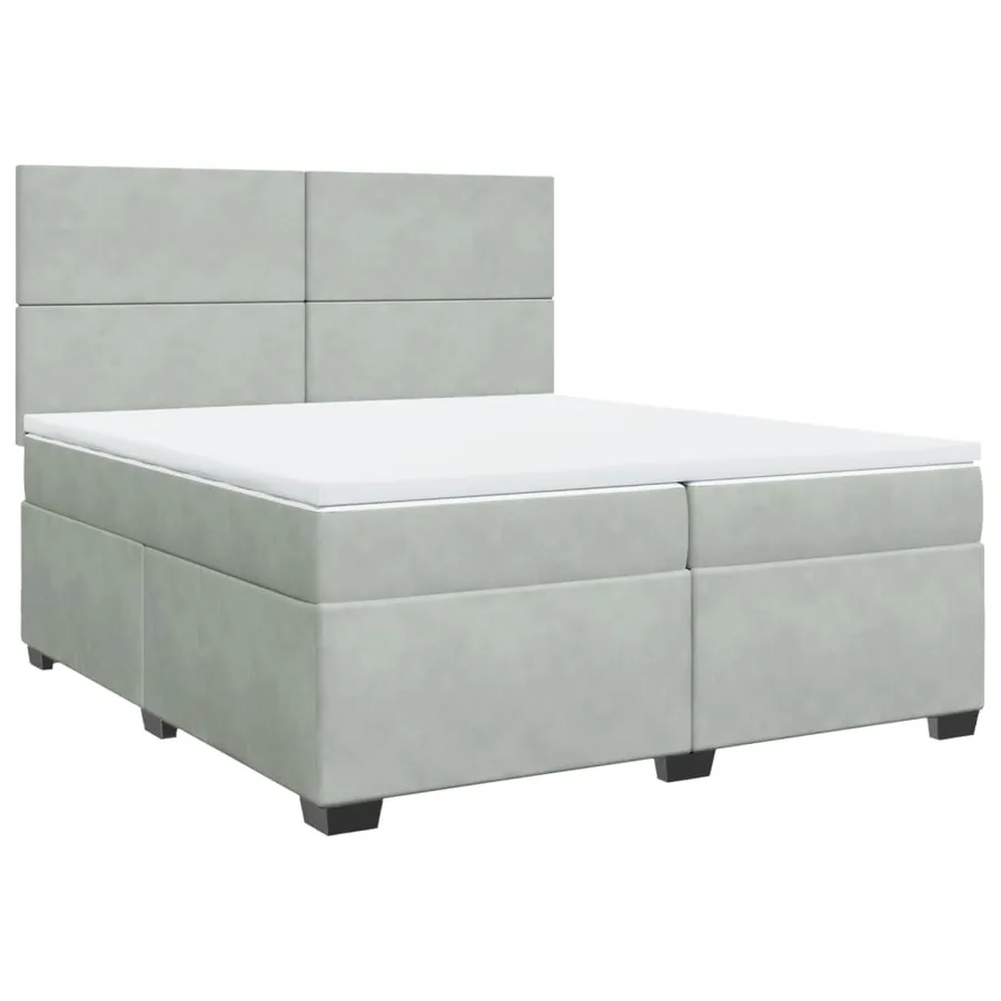 Sommier à lattes de lit et matelas Gris clair 200x200cm Velours - 3