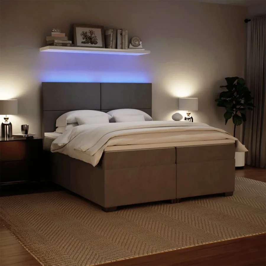 Sommier à lattes de lit et matelas Gris clair 200x200cm Velours - 4