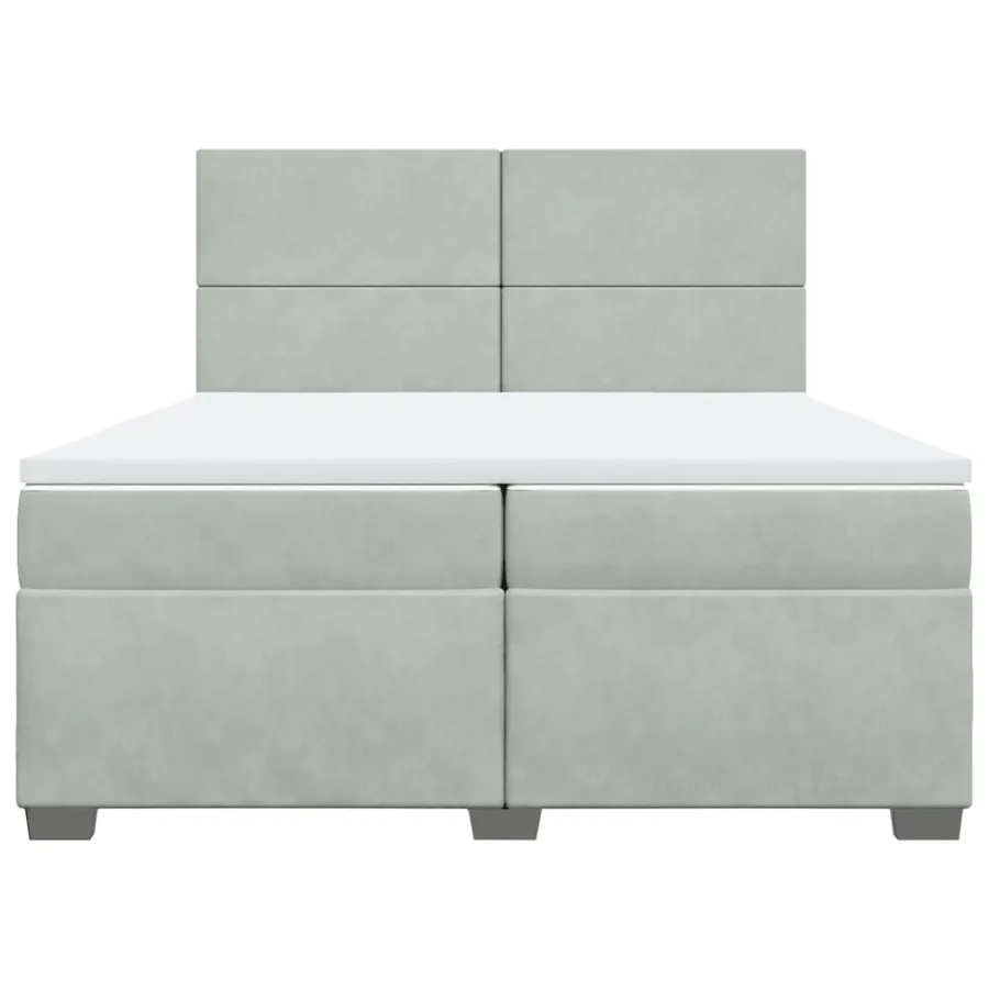 Sommier à lattes de lit et matelas Gris clair 200x200cm Velours - 6