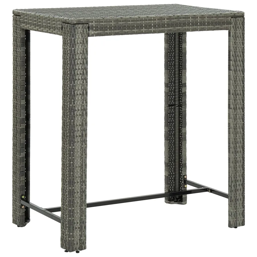 Ensemble de bar de jardin 7 pcs et coussins Résine tressée Gris - 8