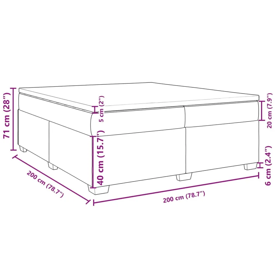 Sommier à lattes de lit et matelas Gris clair 200x200cm Velours - 12