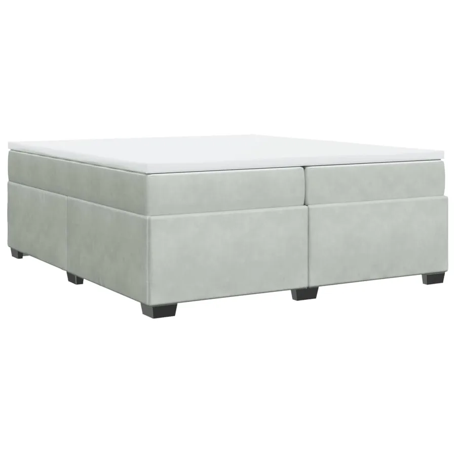 Sommier à lattes de lit et matelas Gris clair 200x200cm Velours - 2