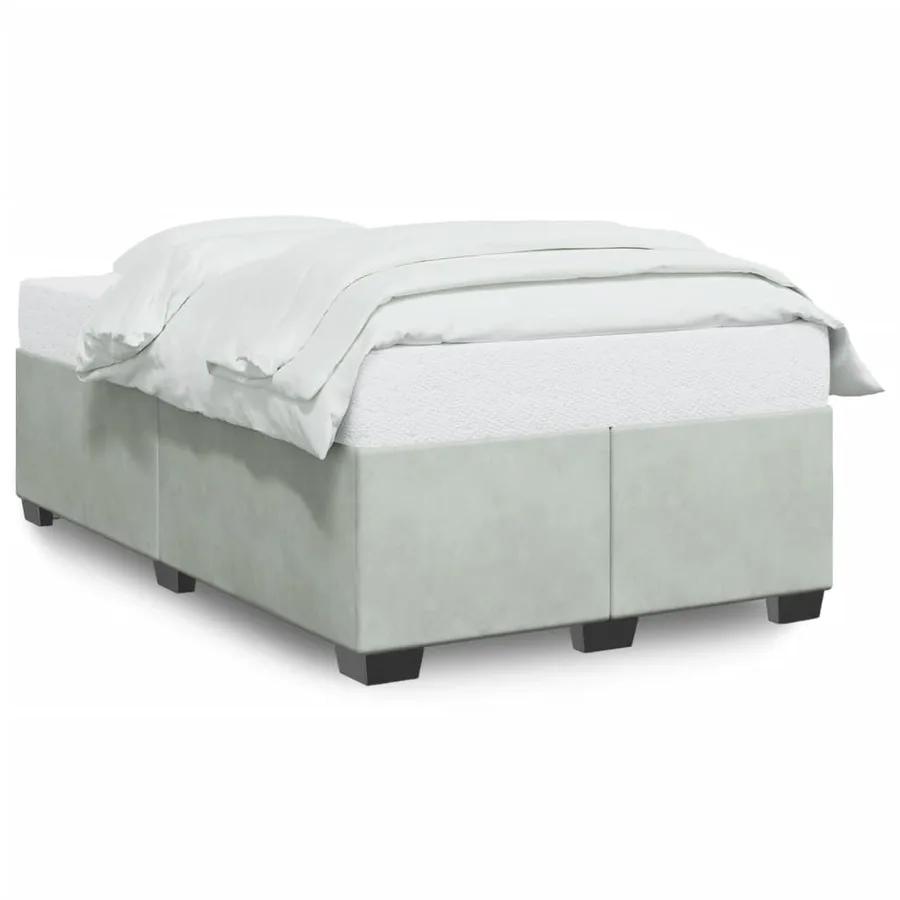 Cadre de lit sans matelas gris clair 120x190 cm velours - 2