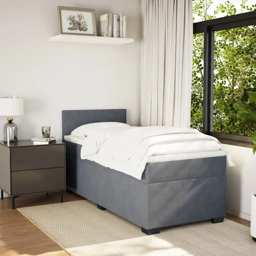 Sommier à lattes de lit avec matelas Gris foncé 100x200 cm - 3