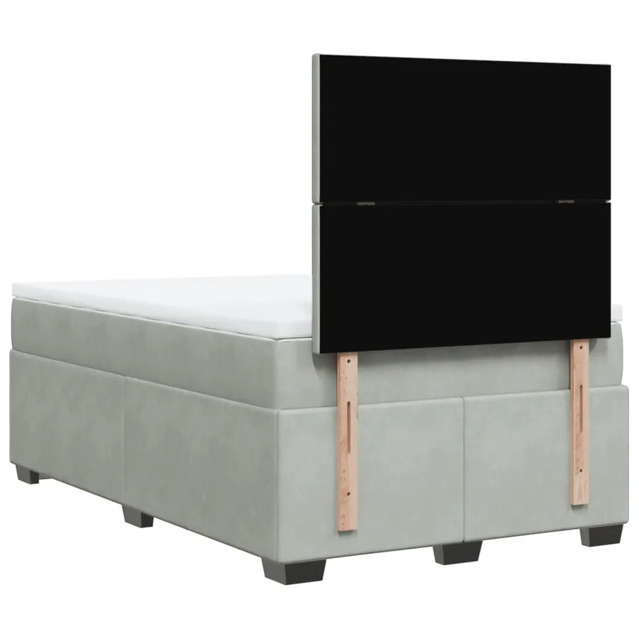 Sommier à lattes de lit et matelas gris clair 120x190cm velours - 12