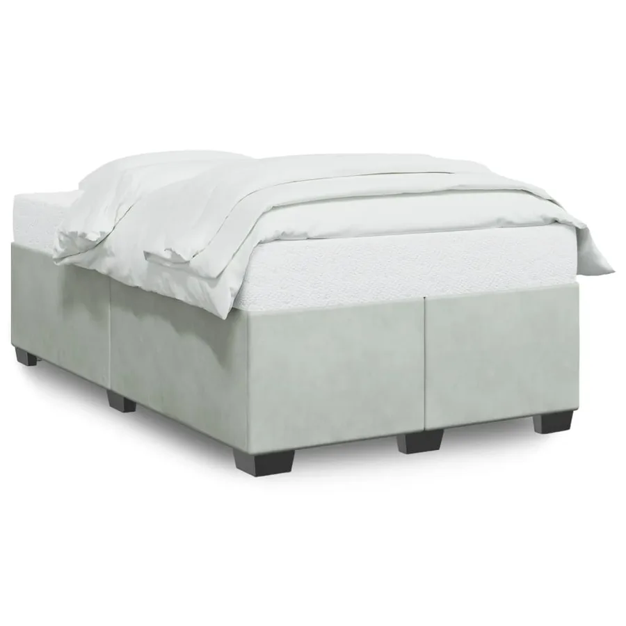 Cadre de lit sans matelas gris clair 120x200 cm velours - 2