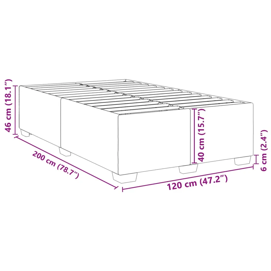 Cadre de lit sans matelas gris clair 120x200 cm velours - 9