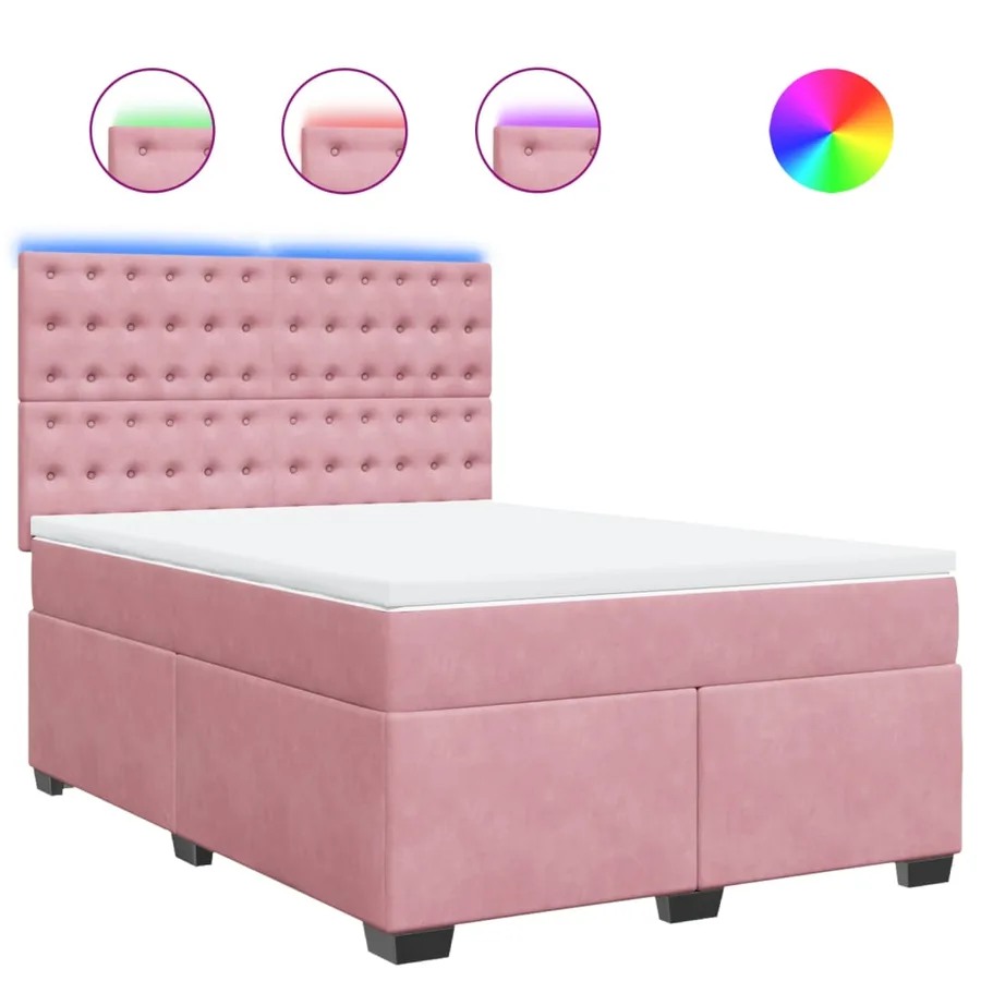 Sommier à lattes de lit avec matelas Rose 140x190 cm Velours - 2