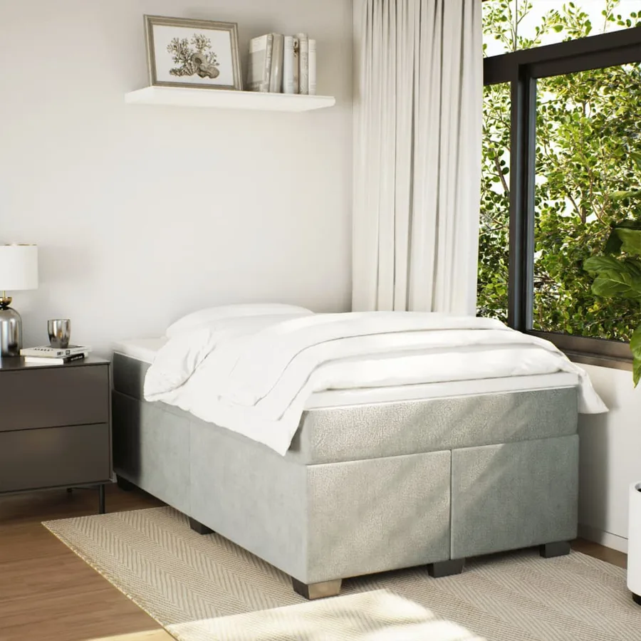 Sommier à lattes de lit et matelas Gris clair 120x200cm Velours - 3