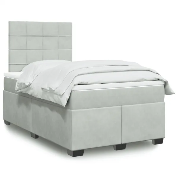 Sommier à lattes de lit et matelas Gris clair 120x200cm Velours