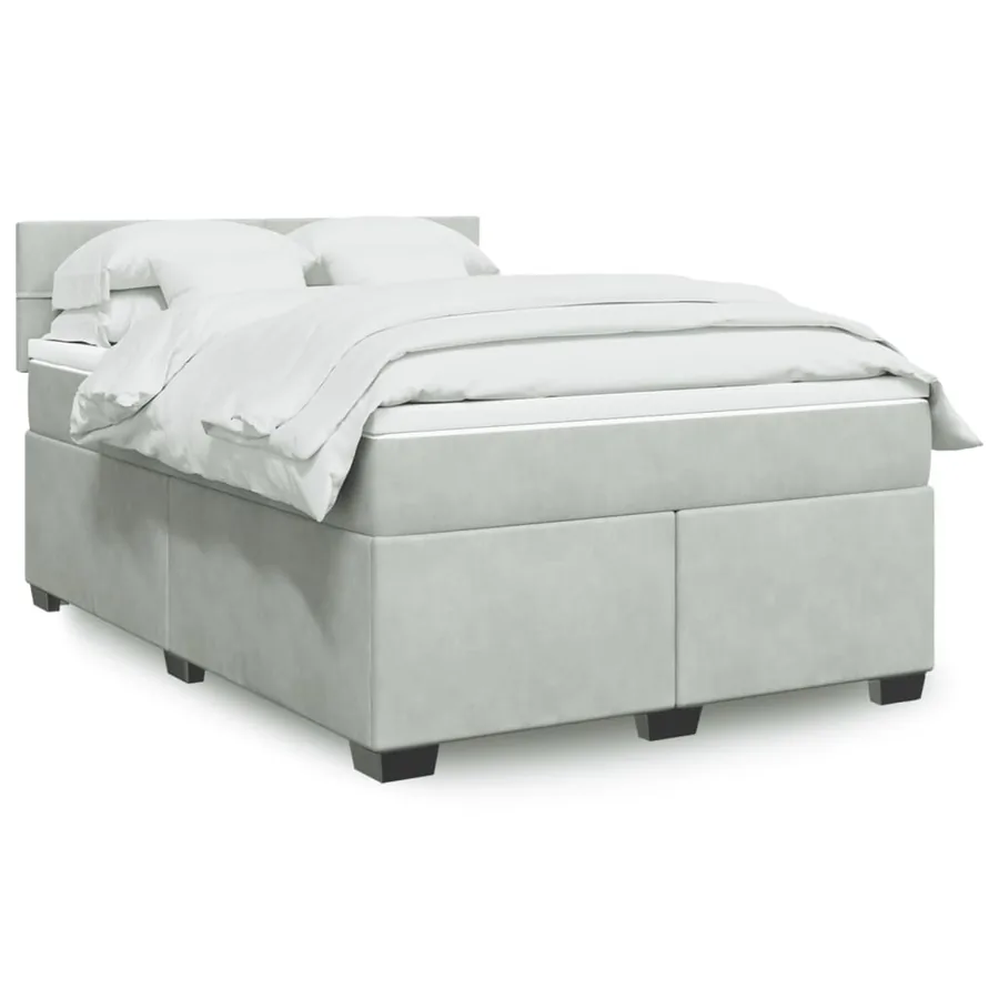 Sommier à lattes de lit et matelas Gris clair 140x190cm Velours