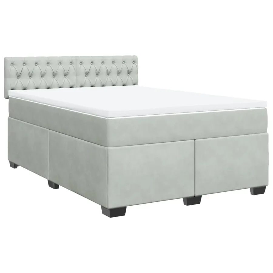 Sommier à lattes de lit et matelas Gris clair 140x190cm Velours - 3
