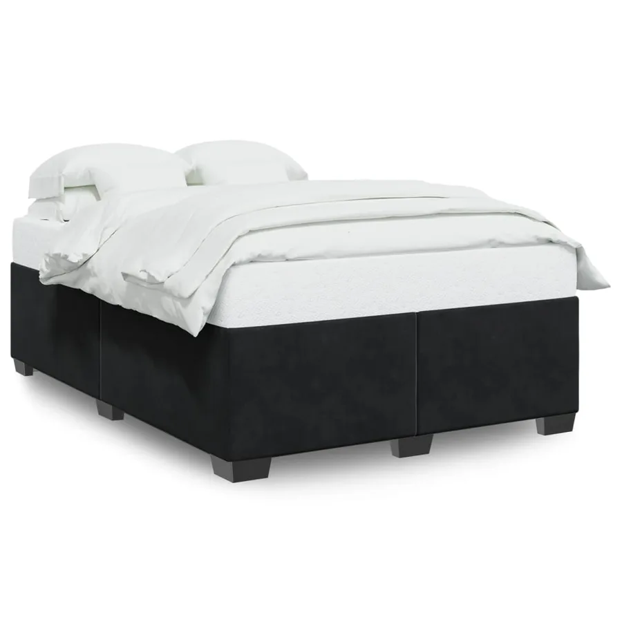 Cadre de lit sans matelas noir 140x190 cm velours - 2