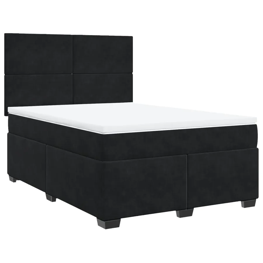Sommier à lattes de lit avec matelas Noir 140x190 cm Velours - 3
