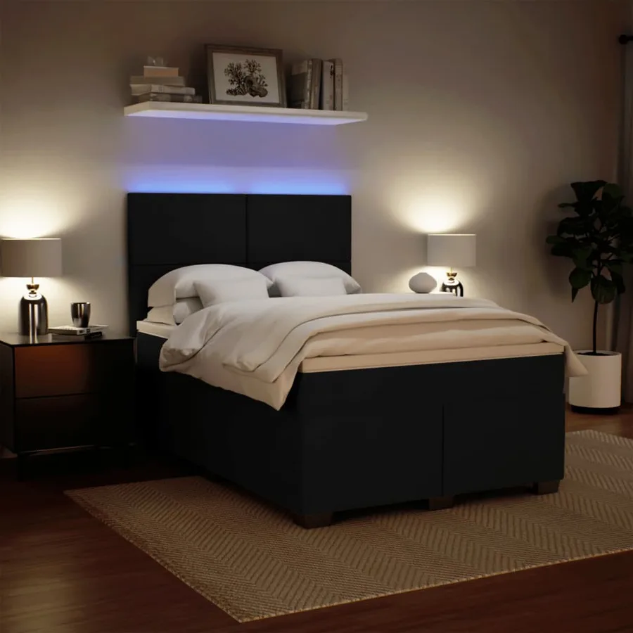 Sommier à lattes de lit avec matelas Noir 140x190 cm Velours - 5