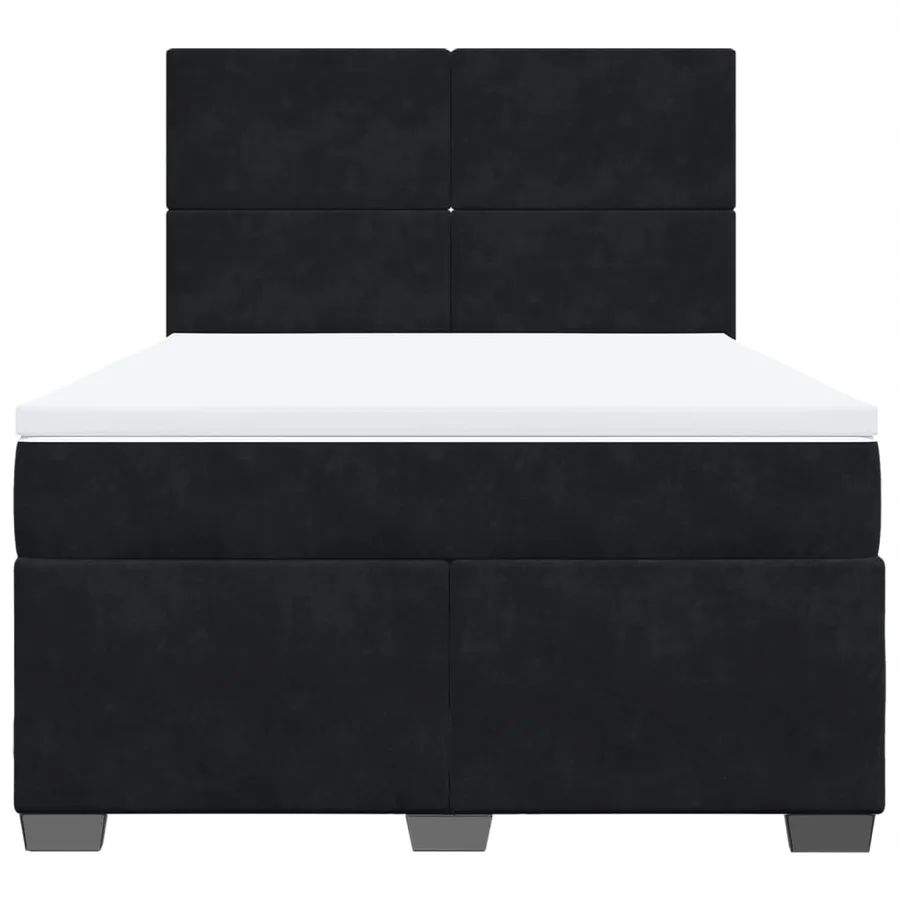Sommier à lattes de lit avec matelas Noir 140x190 cm Velours - 6