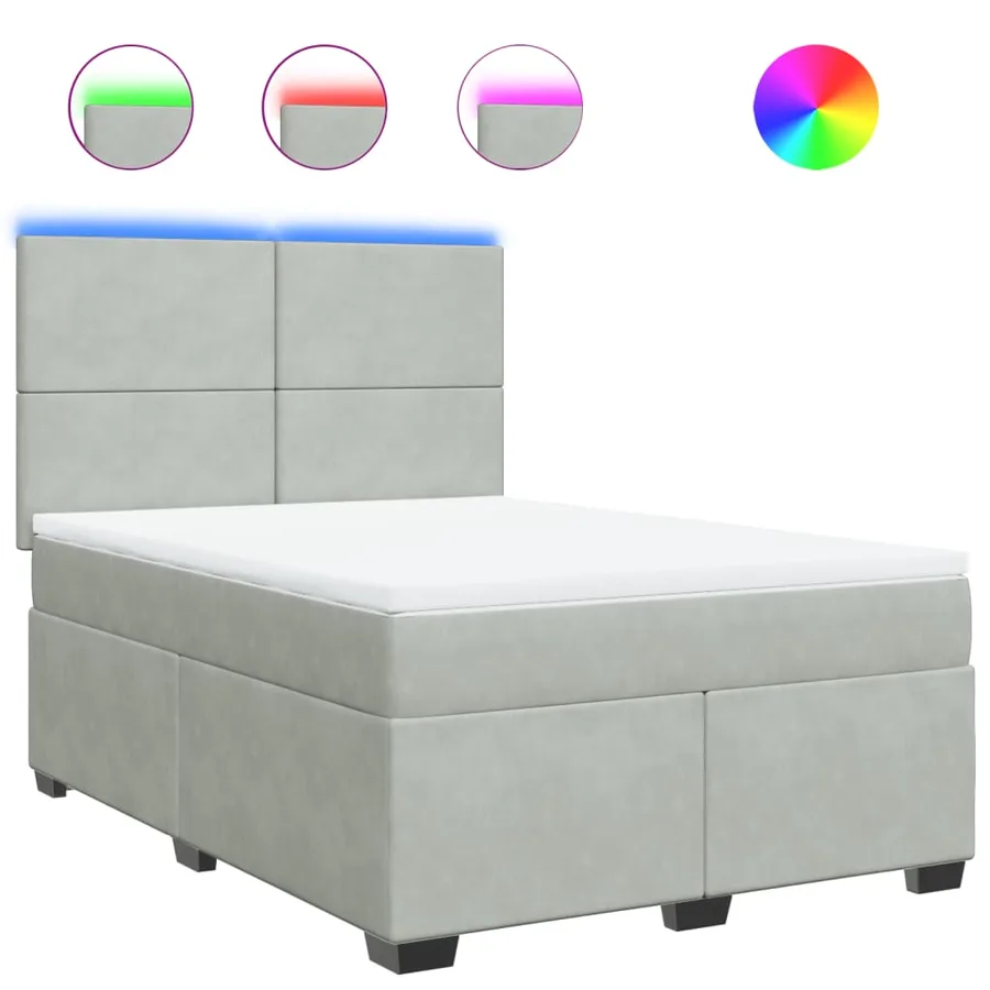 Sommier à lattes de lit et matelas Gris clair 140x190cm Velours - 2