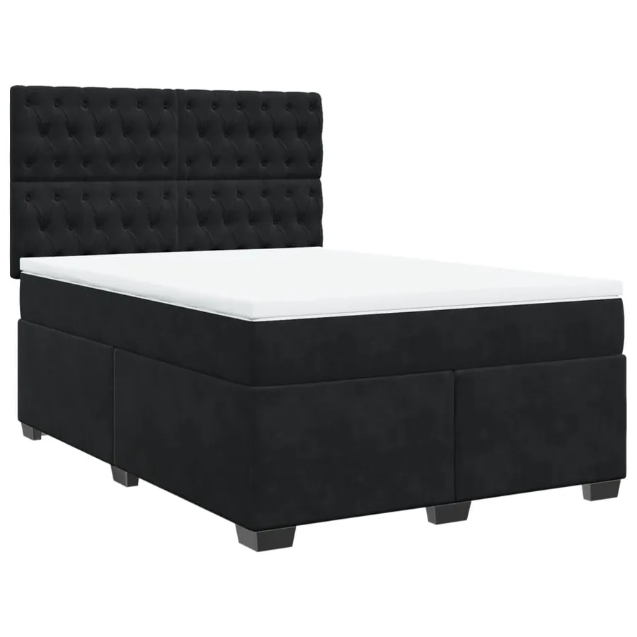 Sommier à lattes de lit avec matelas Noir 140x190 cm Velours - 3