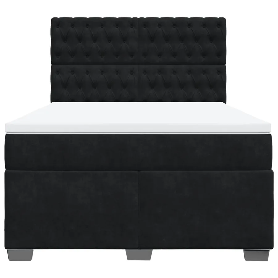 Sommier à lattes de lit avec matelas Noir 140x190 cm Velours - 6