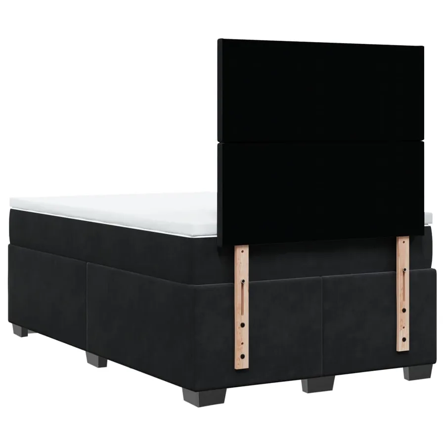 Sommier à lattes de lit avec matelas noir 120x190 cm velours - 10