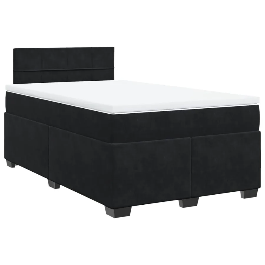 Sommier à lattes de lit avec matelas noir 120x190 cm velours - 2