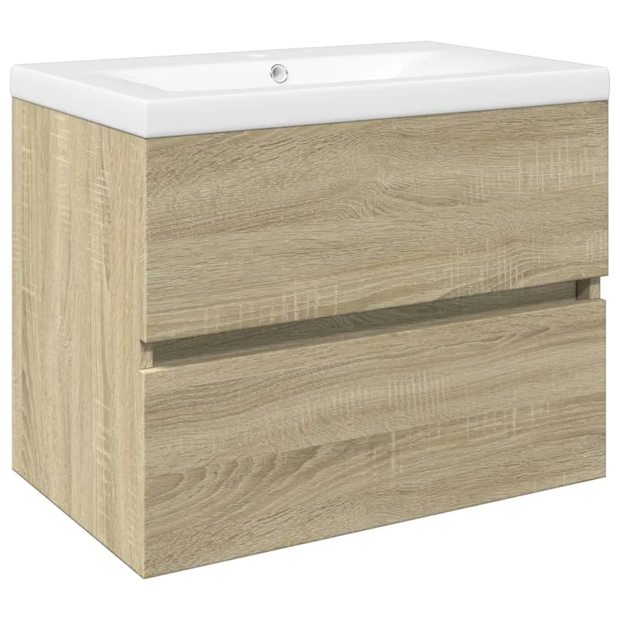 Ensemble de meubles de bain 2pcs céramique et bois d'ingénierie - 2