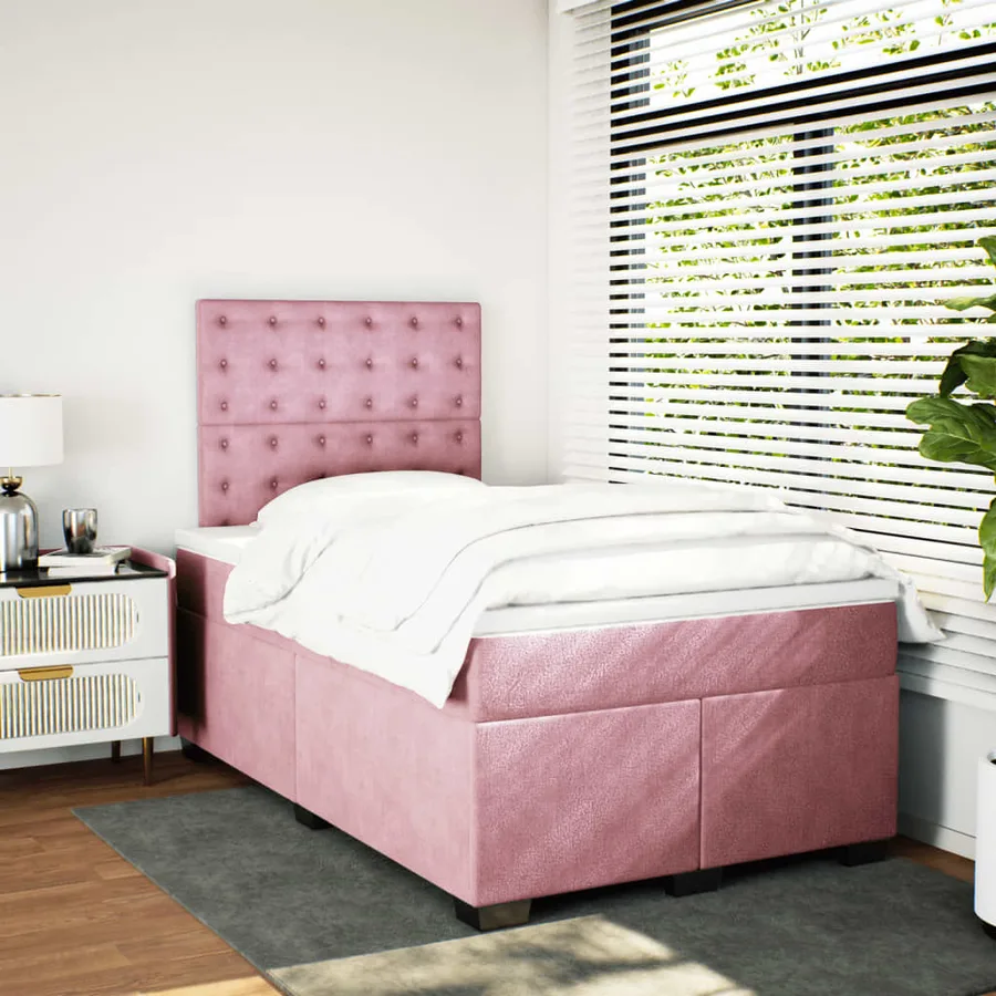 Sommier à lattes de lit avec matelas Rose 120x200 cm Velours - 4