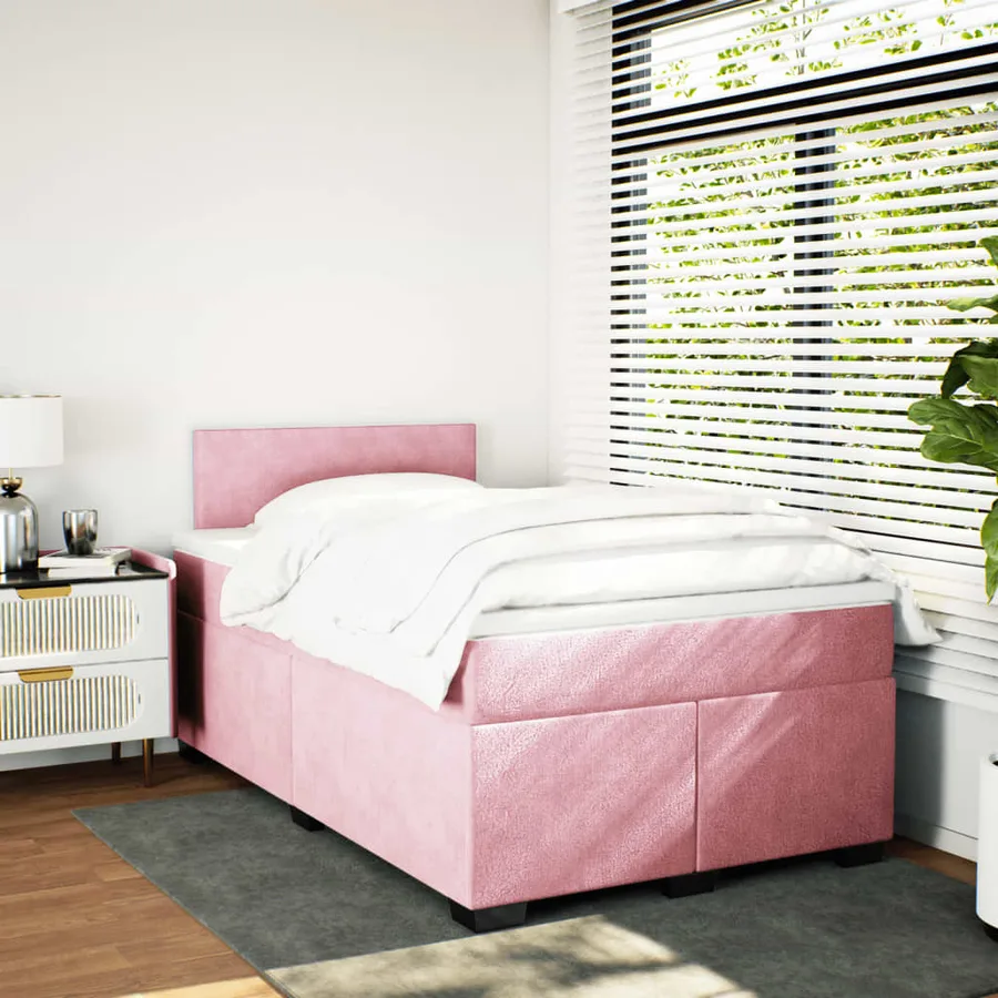Sommier à lattes de lit avec matelas Rose 120x200 cm Velours - 3