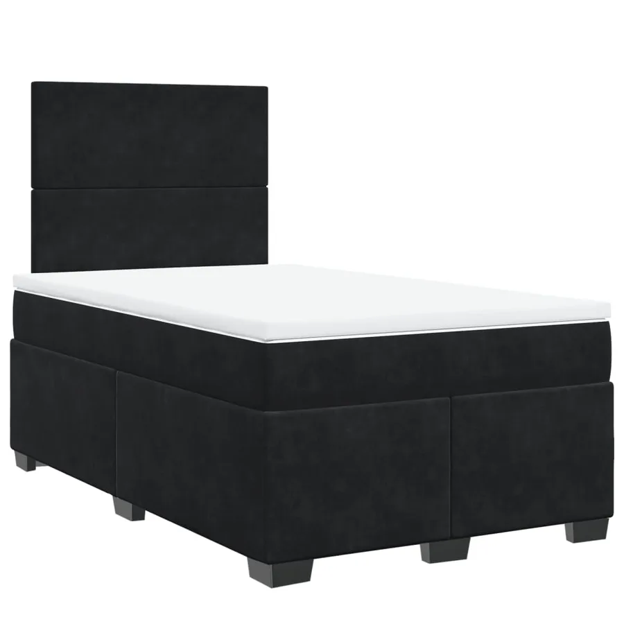 Sommier à lattes de lit avec matelas Noir 120x200 cm Velours - 3
