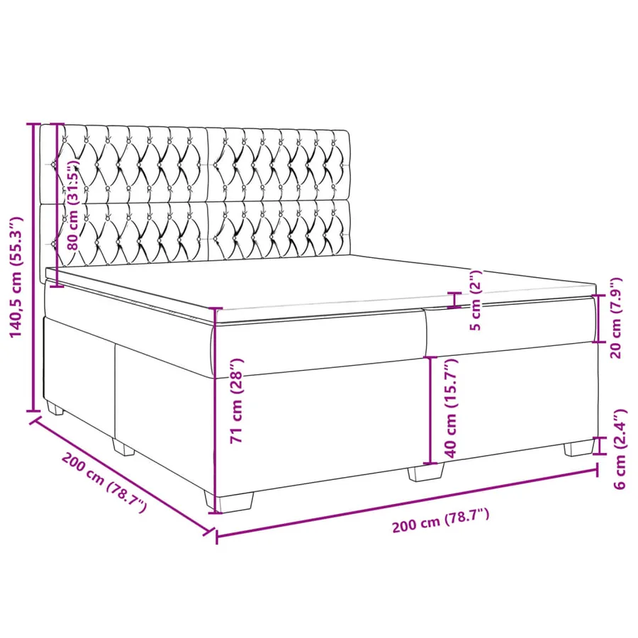 Sommier à lattes de lit avec matelas Rose 200x200 cm Velours - 18