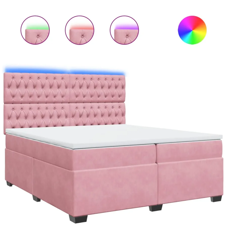 Sommier à lattes de lit avec matelas Rose 200x200 cm Velours - 2