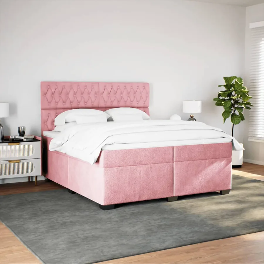 Sommier à lattes de lit avec matelas Rose 200x200 cm Velours - 5