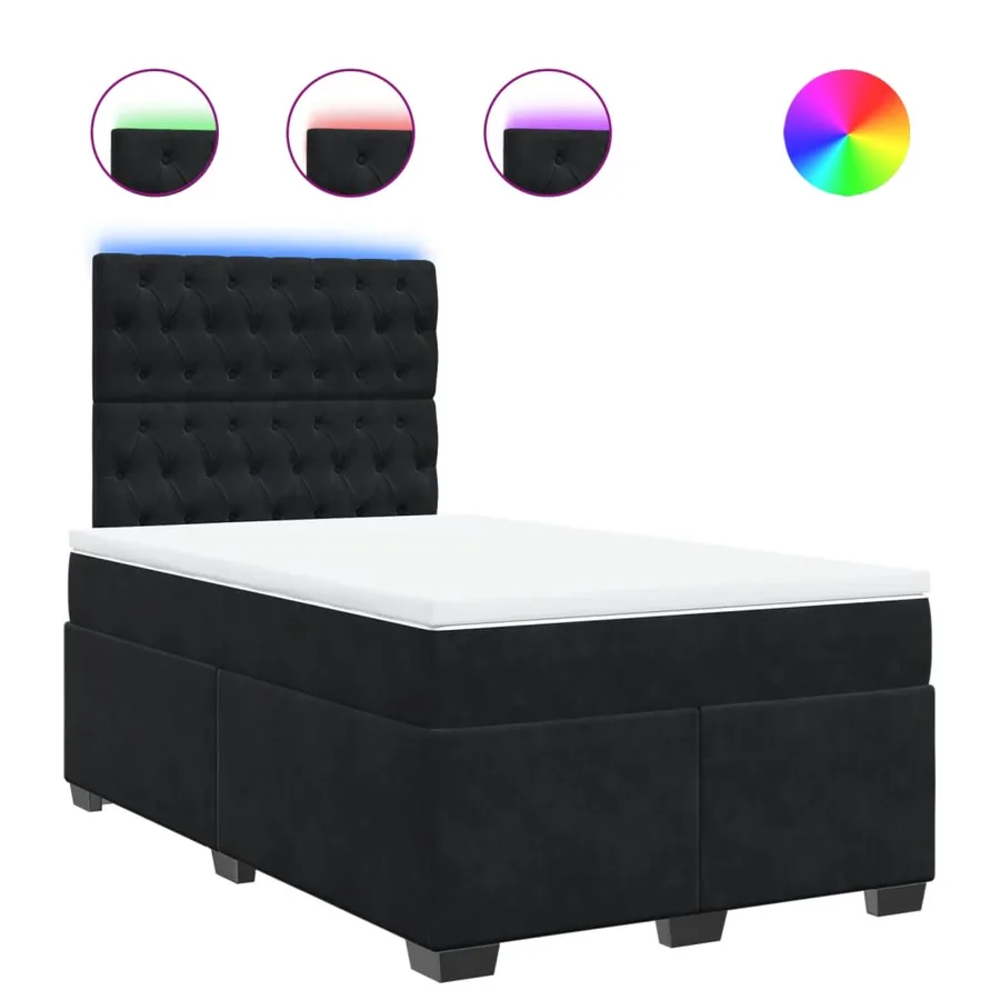 Sommier à lattes de lit avec matelas Noir 120x200 cm Velours - 2