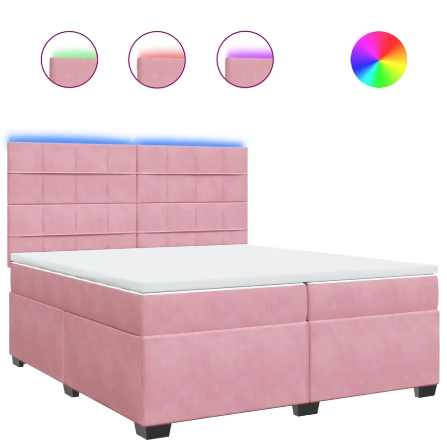 Sommier à lattes de lit avec matelas Rose 200x200 cm Velours - 2