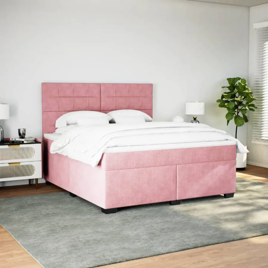Sommier à lattes de lit avec matelas Rose 200x200 cm Velours - 5